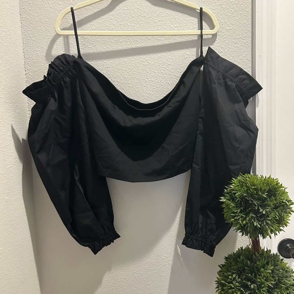 NWT crop top off shoulder with attached sleeves